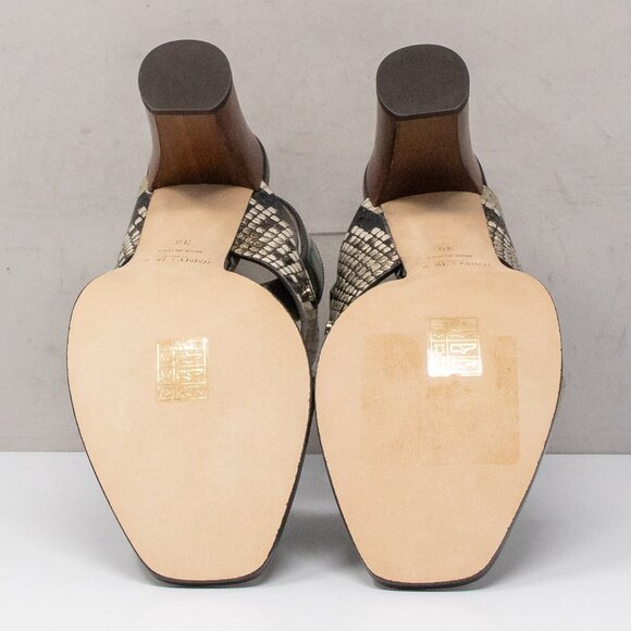 Jimmy Choo Aix Snake Print Natural/Black Leather Sandal Heels - Picture 4 of 7